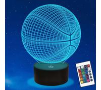 (As show, One size) Basketball Night Light, Ammonite 3D Illusion lamp 16 Colors Changing with Remote & Timer Boys Room Decor Birthday Christmas Gift