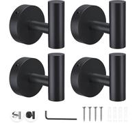(As show, One size) Bathroom hooks Set of 4 wall mounted towel hooks Matte black bathroom hooks