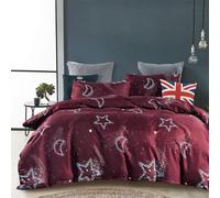 (As show, One size) Bedding Set With 1 Microfiber Duvet Cover And 2 Pillowcases, 228 X 228 Cm, 50 X 66 Cm, The Red Starry Sky, Three Piece Pillowcase Quilt Cover