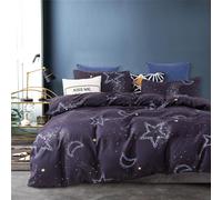 (As show, One size) Bedding Set With 1 Microfiber Duvet Cover And 2 Pillowcases, 264 X 228 Cm, 50 X 91 Cm, The Stars And The Moon, Three Piece Pillowcase Quilt Cover