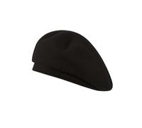 (As show, One size) Beret big head circumference wide side wool hat Korean version of a hundred knitting pumpkin hatblack