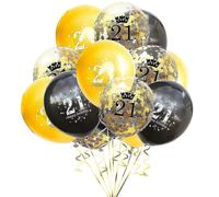 (As show, One size) Black Gold Confetti Latex Balloon Set Birthday Party Prop Home Decoration-size21