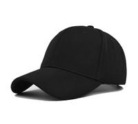 (As show, One size) Black Hard Cotton Baseball Cap Solid Sunscreen Cap For Men And Women Duck Tab Baseball Cap