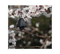 (As show, One size) Black Sino-Japanese Gentian (with Waterproof Stick) Wind Chime Cast Iron B&B Metal Vintage and Scenic Outdoor Balcony Patio