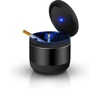 (As show, One size) Black Small mini trash can Car trash can Mini car ashtray Car ashtray cup Car ashtray holder with LED cover