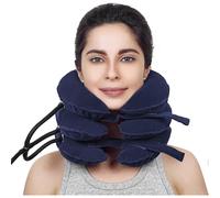 (As show, One size) (Bleu)Dispositif de traction cervicale et extenseur de cou gonflable et ajustable pour le soutien du cou, la traction du cou et le soulagement de la d