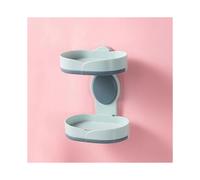 (As show, One size) Blue Soap Box Creative Rotating Double-Layer Soap Box with Tray Design at the Bottom of the Non-perforated Soap Storage Rack for Household Bathroom So