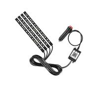 (As show, One size) Bluetooth voice-activated LED car rhythm light-48 lights Bluetooth APP one drag four cigarette lighter models (one set)
