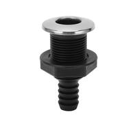 (As show, One size) Boat 3/4in Through Hull Scupper Drain Straight Black with Stainless Steel 316 Cover for Yachts Ships