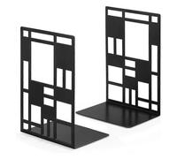 (As show, One size) Book Ends for Shelves for Books, Metal Heavy Duty Bookend Black 1 Pair, Abstract Art Desgin Book Stopper Supports for Office