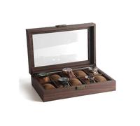 (As show, One size) Bote de prsentation des montres Support de rangement en verre pour affichage10 compartiments