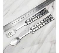 (As show, One size) Bottle Opening Practical Multifunctional Butterfly Coach Blunt Toy Game Peripher Stainless Steel Spoon 1pcs