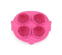 (As show, One size) Brain shaped ice lattice funny brain shaped mould four hole ice lattice creative ice lattice for HalloweenRed