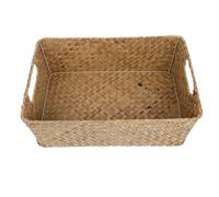 (As show, One size) Bread Basket Indoor Bread Container Desktop Sundries Holder Mat Grass Woven Basket