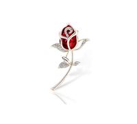 (As show, One size) Brooch for Women in the Shape of a Rose with Crystals and Red Stone