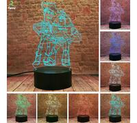 (As show, One size) Cartoon Anime Lamp - Sheriff Woody and Buzz Lightyear Action Figures 3D Table Night Light - RGB 16 Colors Auto Change AA Battery LED Boys Bedroo