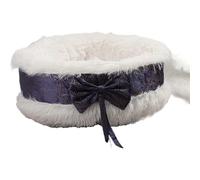 (As show, One size) cat Sofa Five Color Choices Winter Long Plush Warm Cat Nest Round Bowknot Lovely Dog Nest Deep Sleep Pet Bed Cat Supplies (Color : B, Size : Round_40C