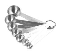 (As show, One size) Chef Measuring Spoons, Heavy Duty Round Stainless Steel Metal, for Dry or Liquid - Set of 7