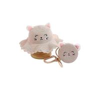 (As show, One size) Children's and Girls' Cat Straw Hat Bag Set (Pink), Flower Cute Sunshade Hat Straw Hat Beach Sunshade Hat with Straw Bag Sunscreen Hat