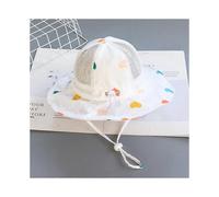 (As show, One size) Children's hats girls big brim adjustable sunscreen sunshade mesh hat thin section baby fisherman sun hatwhite