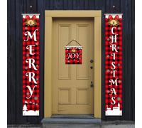 (As show, One size) Christmas Couplet Decorations Party Xmas Background Cloth Banner Merry Christmas Decoration Decorchristmas Couplets With Decorative Santa Claus Propsn