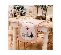 (As show, One size) Christmas decoration supplies linen snowman patch table flag home decoration placemat tablecloth mat