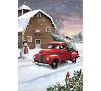(As show, One size) Christmas Diamond Painting Rhinestones (Snowman in front of the car) 30x40CM Full, Diamond Embroidery Full Kit Christmas Diamond Painting, DIY 5D Diam