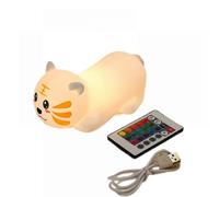 (As show, One size) Christmas Gift Tiger Lamp, Silicone Color-Changing Tiger Desk Night Light, (Charging Remote-Controlled Clap Light)