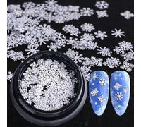 (As show, One size) Christmas Nail Art Glitter Decorations Snowflake Sequins 3D Christmas Nail Decals DIY Nail Accessories Christmas Nail Art Supplies Manicure Decoration