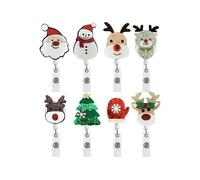 (As show, One size) Christmas Ornament, Acrylic Badge Roll, Glitter Snowman Christmas Tree Bell, Retractable Alligator Clip, Easy Pull Swivel Buckle, Easy to Pull