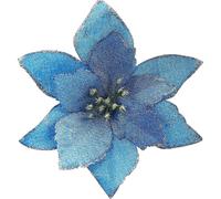 (As show, One size) Christmas Poinsettia Flowers 30Pcs Glitter Poinsettia Christmas Tree Ornaments Artificial Flowers for Christmas Tree 5.12inch-Blue