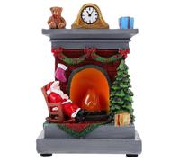 (As show, One size) Christmas Resin Santa Light Tabletop Decoration Fireplace Lamp Luminous Xmas Themed Light