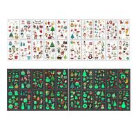 (As show, One size) Christmas Temporary Tattoo Sticker,10 Sheets Christmas Luminous Temporary Tattoos Sticker,Snowman Santa Elk Glitter Tattoos Christmas Eve Gift Fillers