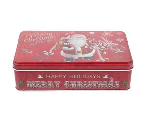 (As show, One size) Christmas Tin Box Candy Packing Box Chocolate Biscuits Treat Box Small Gift Case