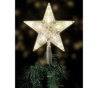 (As show, One size) Christmas tree tip with 10 LEDs, electrical socket, 15*3.5 cm, in warm white, star shape