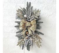 (As show, One size) Christmas Wreath Home Atmosphere Decorative Garland (Gold Without light)