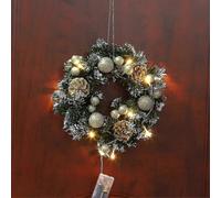 (As show, One size) Christmas Wreaths for Front door with Lights, Christmas Wreath Garlands with Battery Powered Christm-25CM-Gold