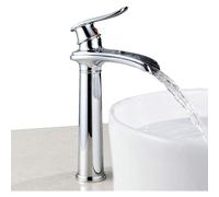 (As show, One size) Chrome Basin Faucet Bathroom Waterfall Mixer Taps (High)