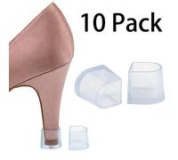 (As show, One size) Clear 9-10mm Heel Cap Protector Replacement Tips for High Heel Shoes and Stiletto - Anti-Slip and for Grass - (5 Pairs, S)