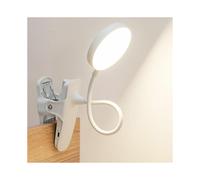 (As show, One size) Clip Desk Lamp, LED 3 Colors Continuous Dimming Clip Lamp for Bed, 360 Flexible Reading Lamp with Stand