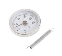 (As show, One size) Clip on Pipe Thermometer, 63mm Radiator Balancing Thermometer Temperature Dial Gauge with Spring for Pipes Surfaces Oil Silver