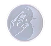 (As show, One size) Coaster Resin Mold Moon Pattern Coaster Molds Storage Molds Silicone Molds for Epoxy Resin Casting Coasters Home Decors