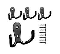 (As show, One size) Coat Hook, 6 Pieces Retro Metal Coat Hook, Double Wall Hooks, with 12 Screws for Bathroom Kitchen Bedroom (Black)