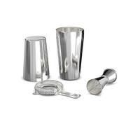 (As show, One size) Cocktail Shaker Set: Professional Boston Shaker, Cocktail Strainer and Jigger Set. 4 Piece Premium S