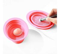 (As show, One size) Collapsible makeup brush cleaning bowl for makeup brushes, makeup sponges, powder puffs (Light pink)
