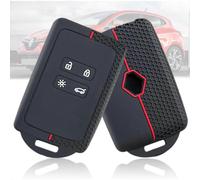 (As show, One size) Coque de cl de voiture pour Renault Clio Megane Koleos Kadjar Kangoo Twingo Talisman Captur Espace Dacia Duster - En silicone - 3 boutons (ligne rouge