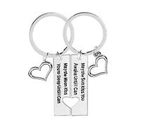 (As show, One size) Couples Keychains Set May the Sun Kiss You Awake Until I Can May the Moon Kiss You to Sleep Until I Can Keychain Set (Silver)