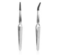 (As show, One size) Craft Tweezers,Straight & Bend Curved Pointed Rubber Tips Lock Soldering Tweezers compatible with Crafting Jewelry Electronics