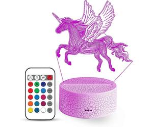 (As show, One size) Creative 3D Night Light Effect - Night Light for Kids Room - 16 Colors, Flashing, Fading, and Dimmer Options (Dinosaur)