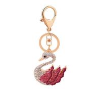 (As show, One size) Creative Rhinestone Key Ring Swan Shaped Charm Keychain Bag Pendant Key Holder Car Decoration Birthday Gift
